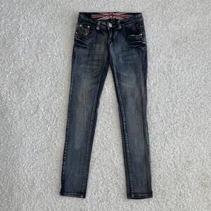 Vtg 90s/Y2K True Rock Women's Low-rise Skinny Jeans w/ Studded Pocket (size 5/6)
